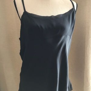 Eileen Fisher dark grey silk tank with detail